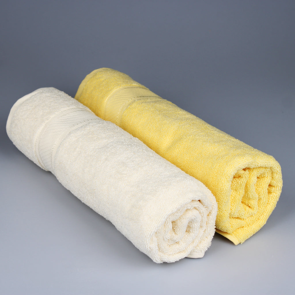 İkili Sarı-Krem Banyo Havlusu