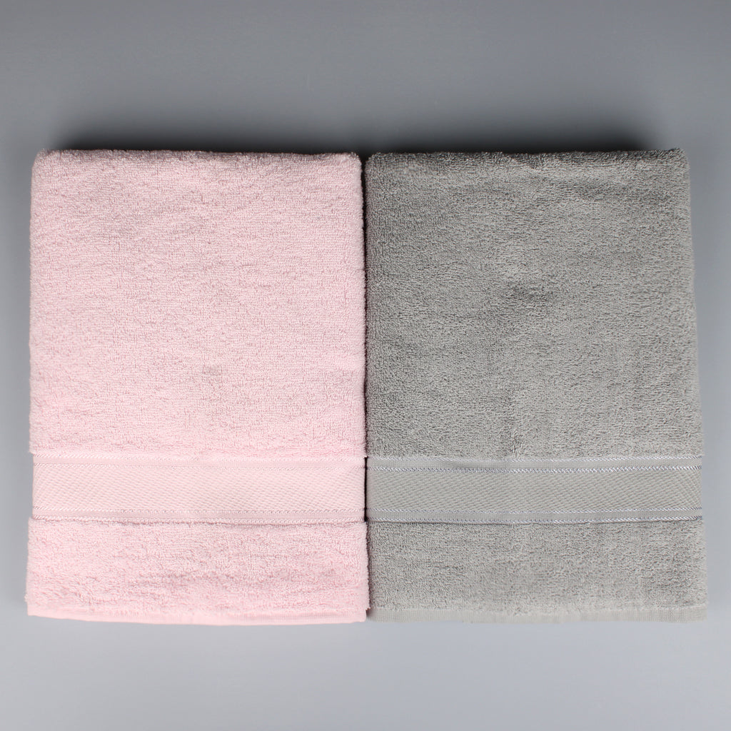 İkili Pembe-Gri Banyo Havlusu
